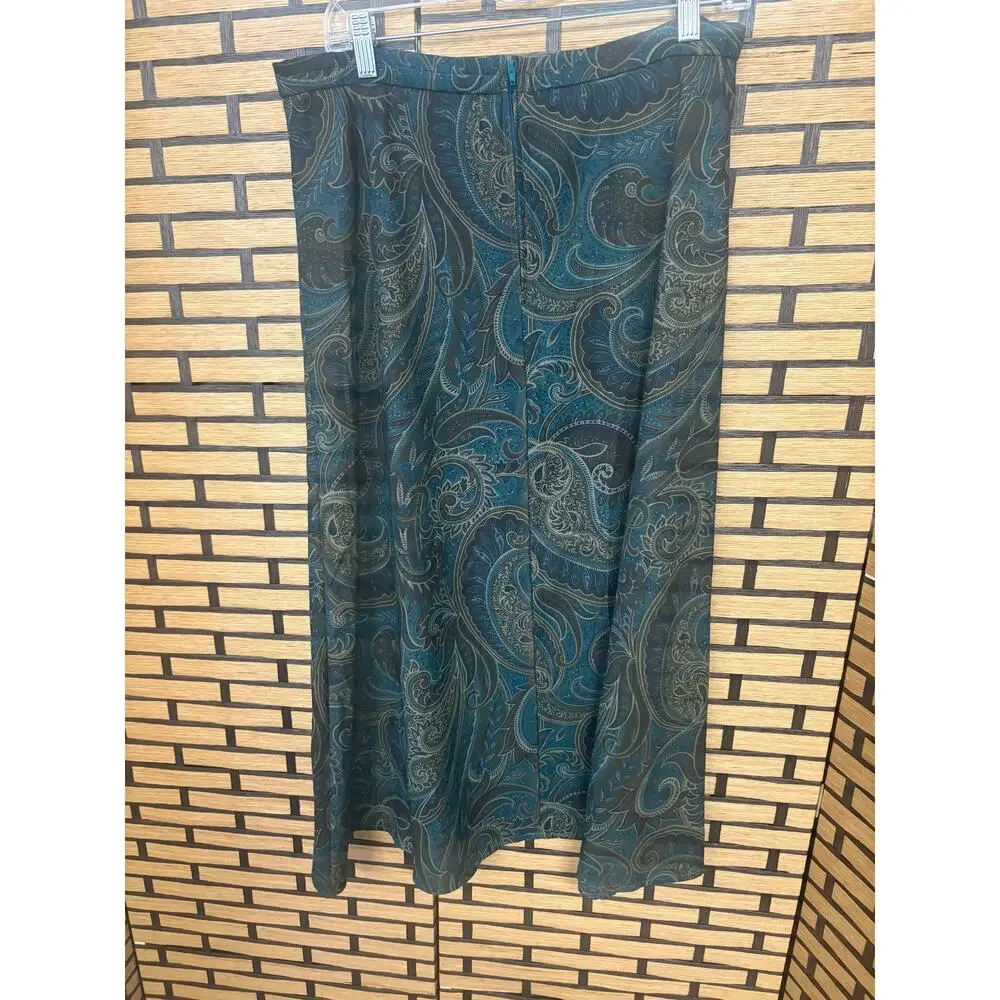 Karin Steven Green Paisley Midi Skirt Size‎ 12